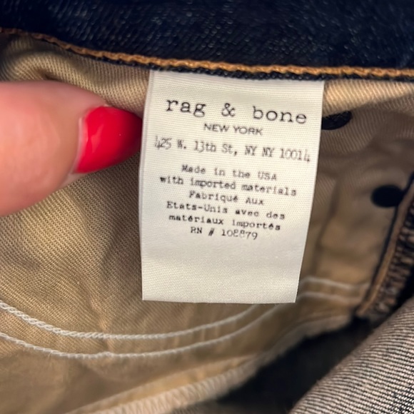 🆕 NEW with tags rag & bone of New York DRE JEANS in Dark Denim Snoqualmie sz 31 - Picture 7 of 9